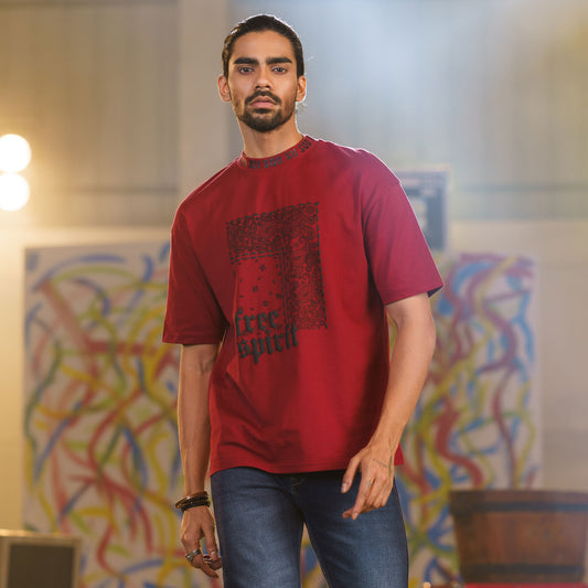 Mens T- Shirt-Maroon