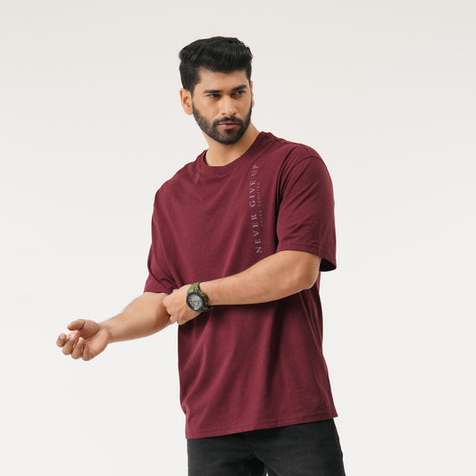 Mens Maroon Oversized T-Shirt