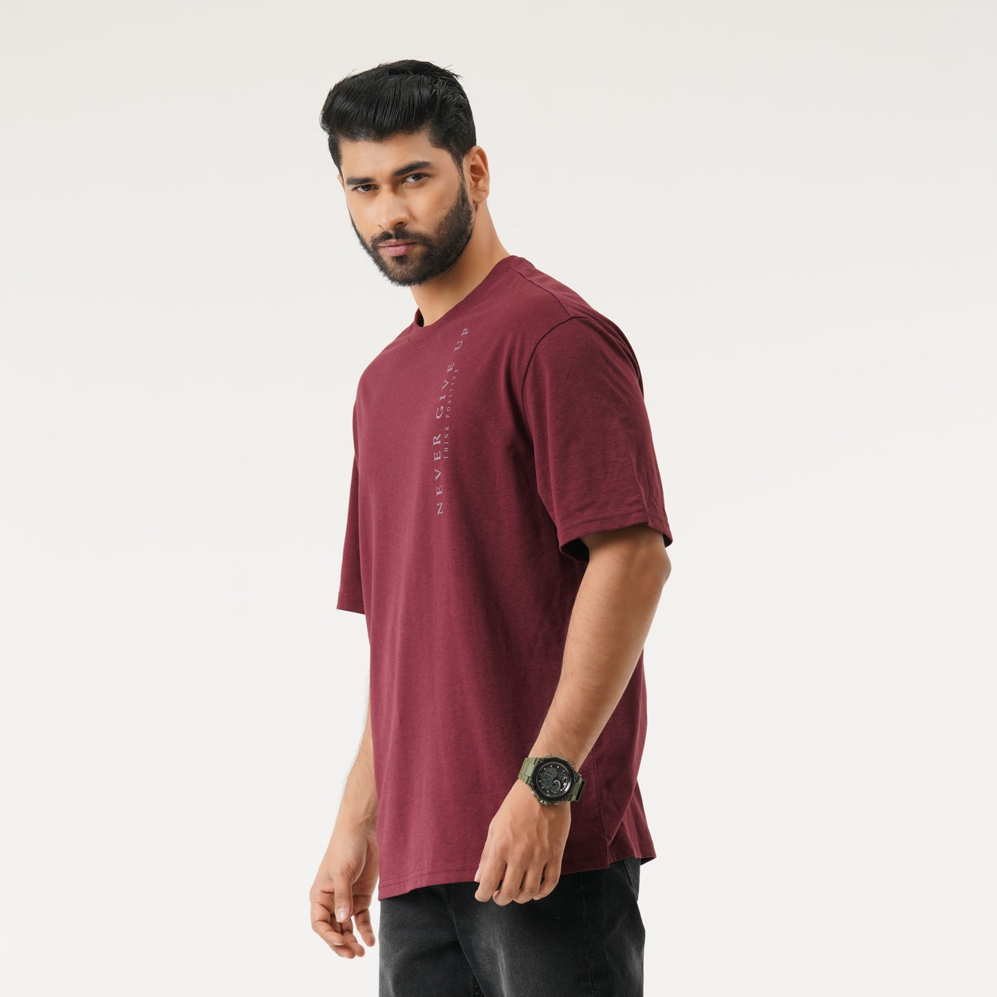 Mens Maroon Oversized T-Shirt