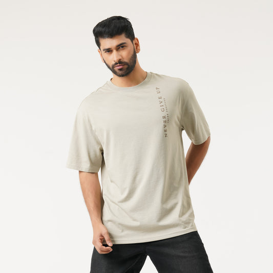 Mens Beige Oversized T-Shirt