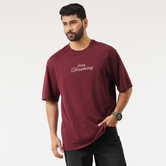 Mens Maroon Oversized T-Shirt