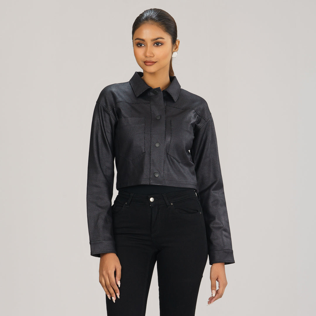 Womens Black Twill Jacket