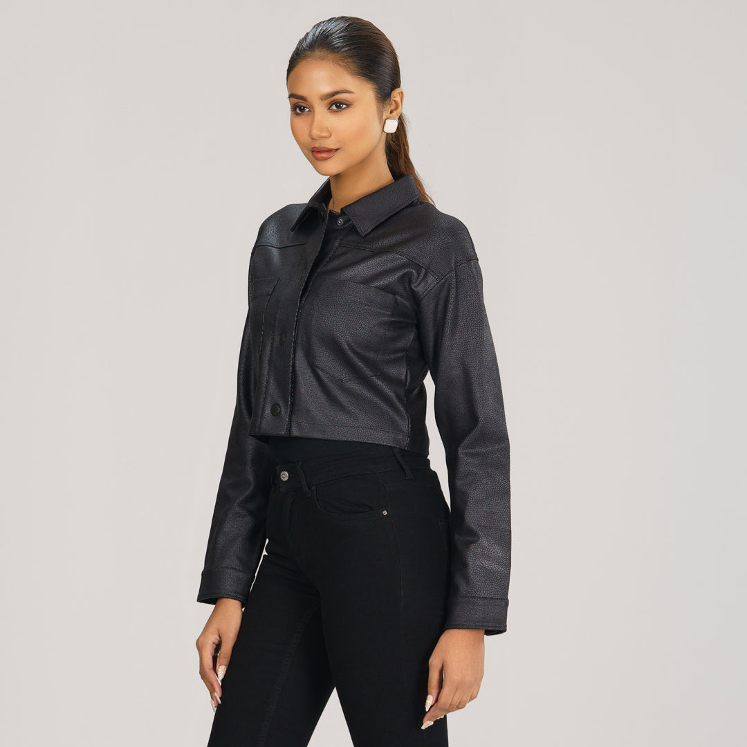 Womens Black Twill Jacket