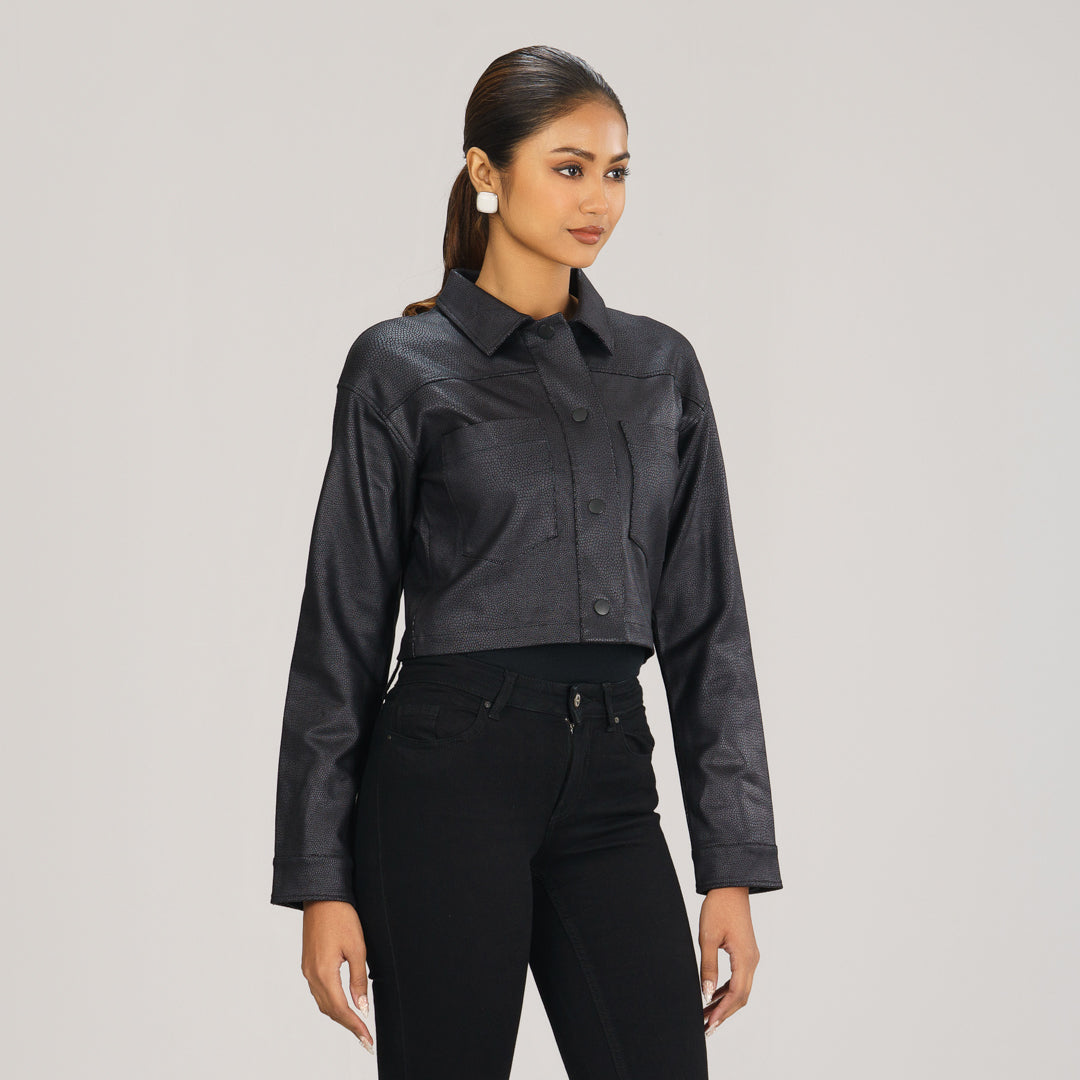 Womens Black Twill Jacket