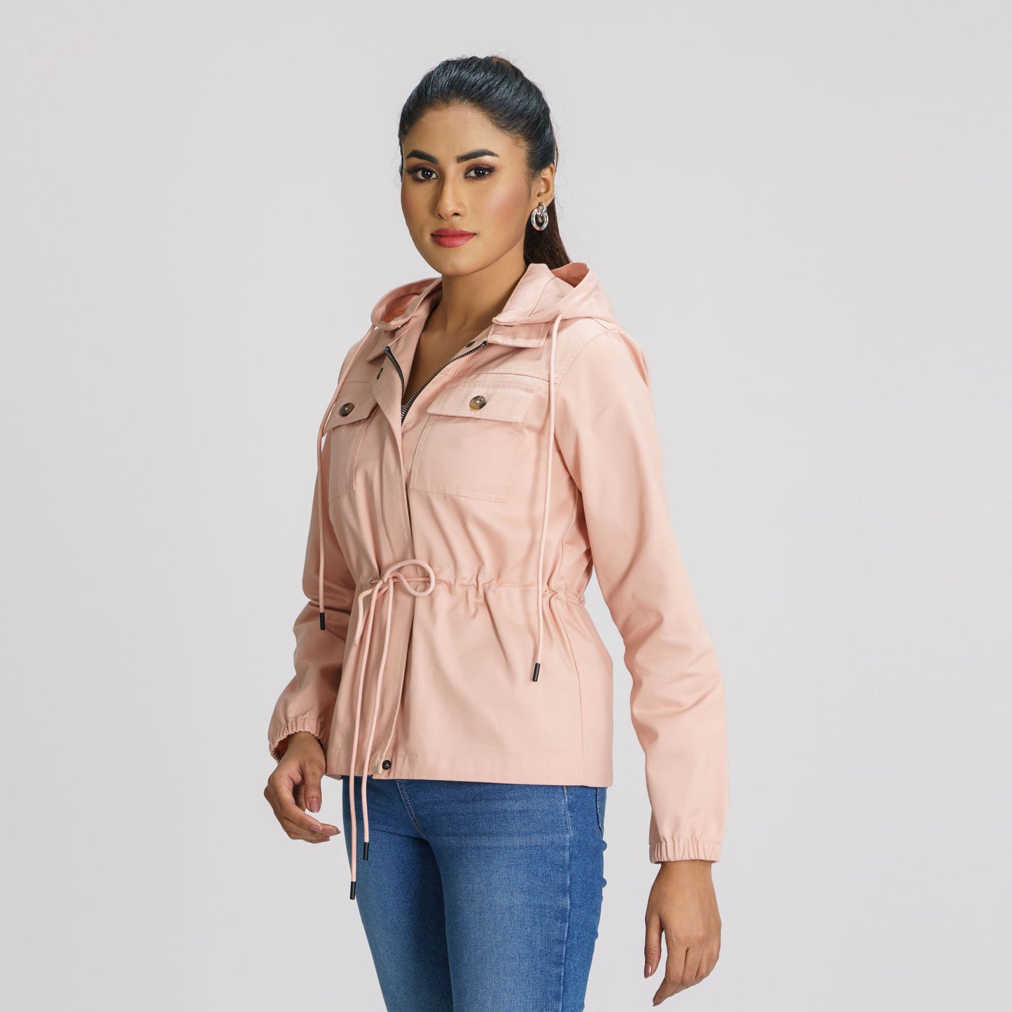 Womens Rose Peach Twill Jacket