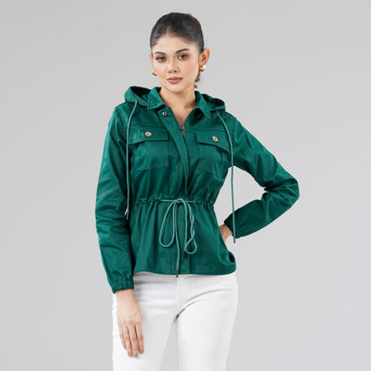Womens Forest Green Twill Jacket