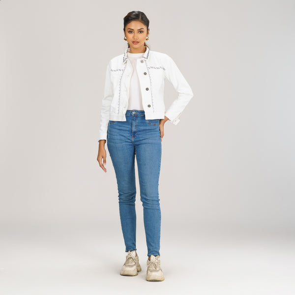 Womens White Twill Jacket