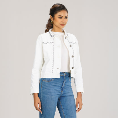 Womens White Twill Jacket