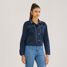 Load image into Gallery viewer, Womens Navy Twill Jacket
