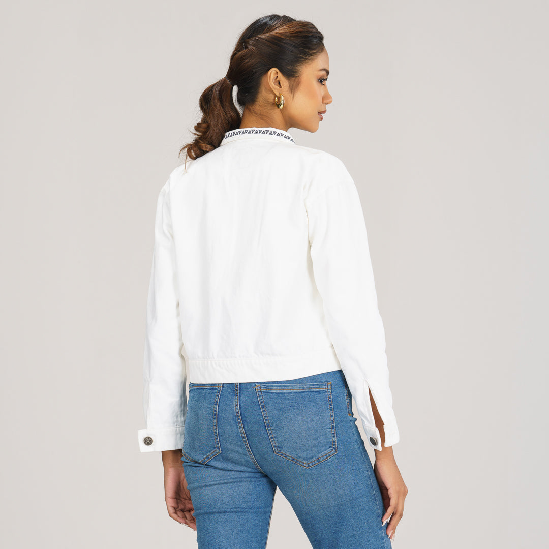 Womens White Twill Jacket