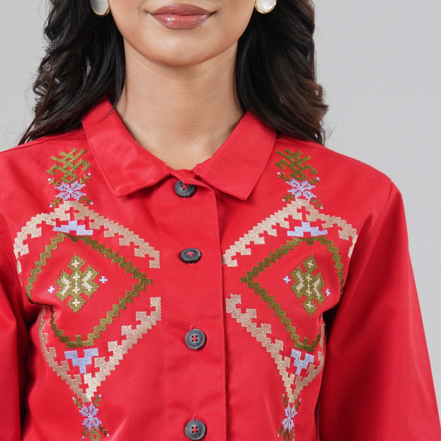 Womens Red Twill Jacket