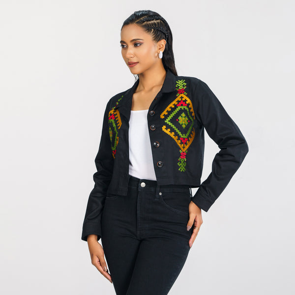 Womens Black Twill Jacket