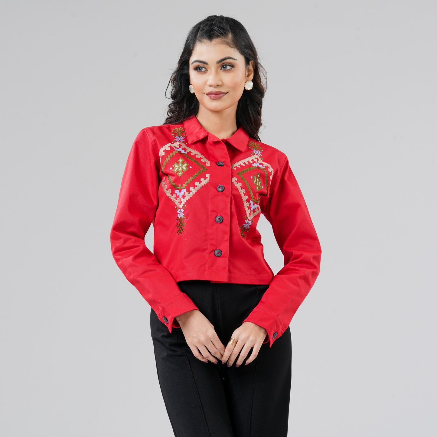 Womens Red Twill Jacket