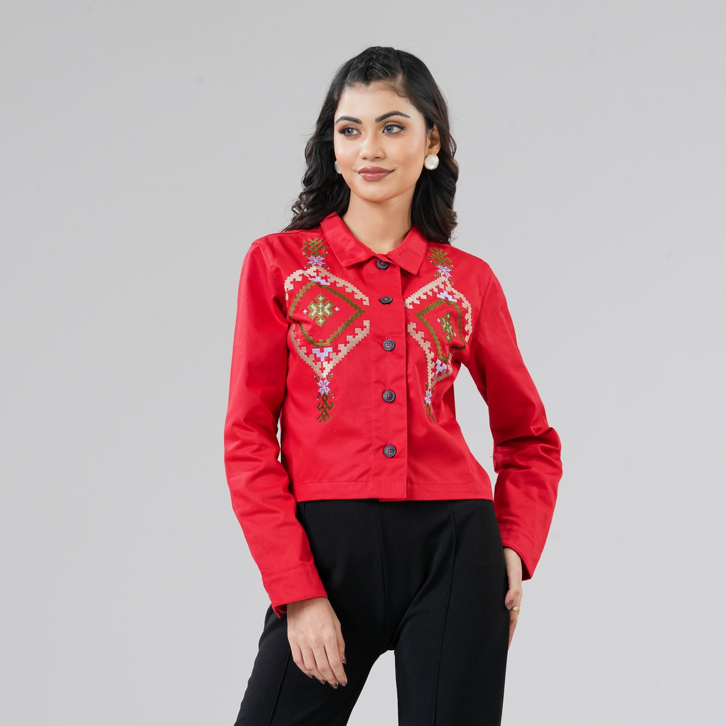 Womens Red Twill Jacket