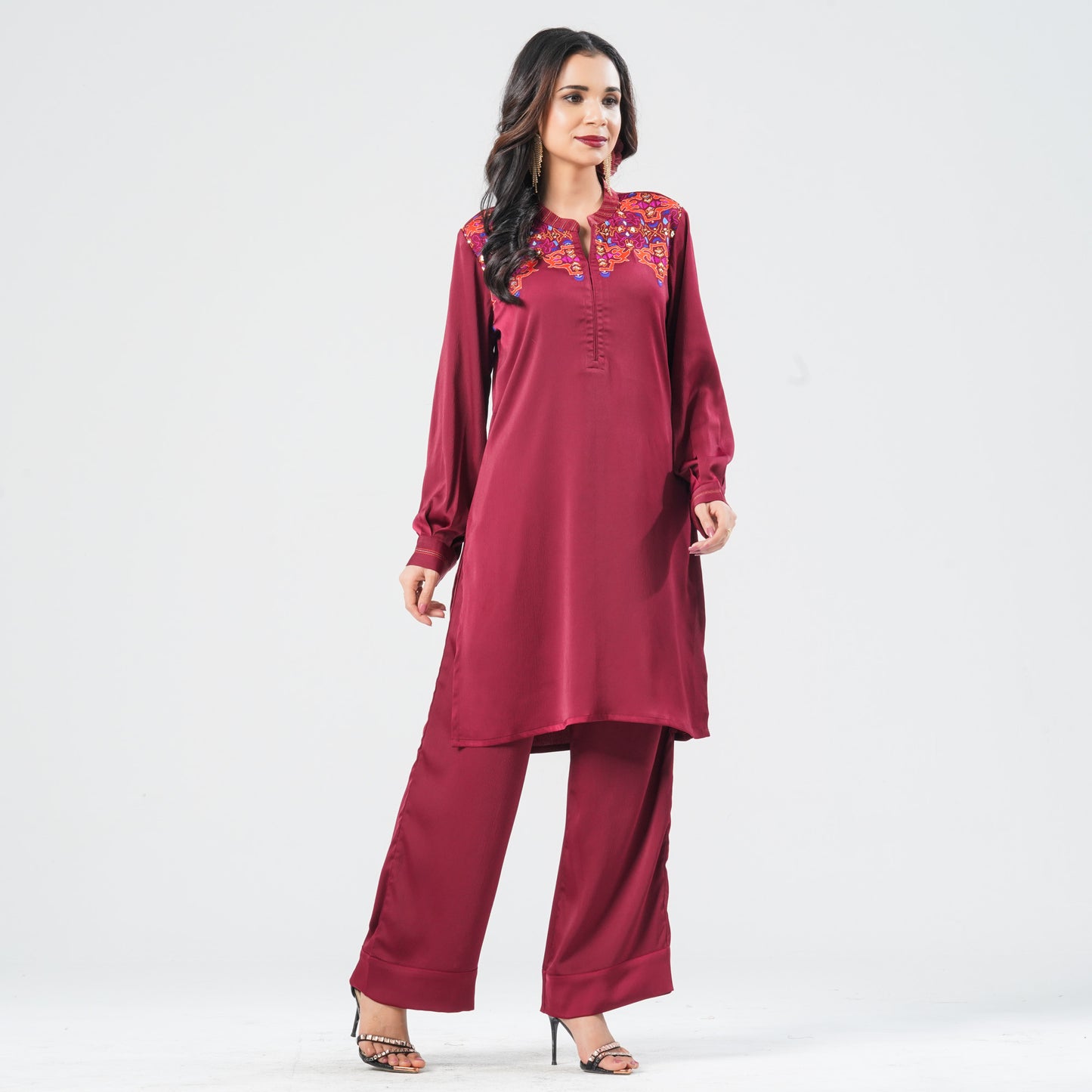 Women’s Crepe Silk Embroidered Two Piece Set