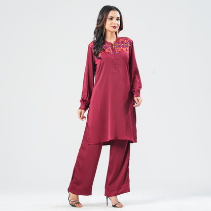 Women’s Crepe Silk Embroidered Two Piece Set