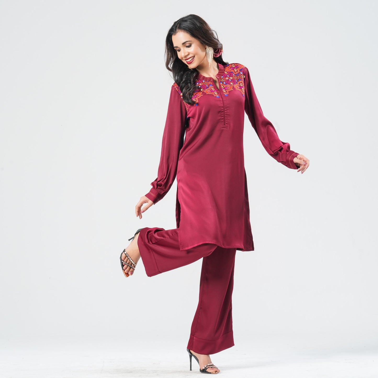 Women’s Crepe Silk Embroidered Two Piece Set