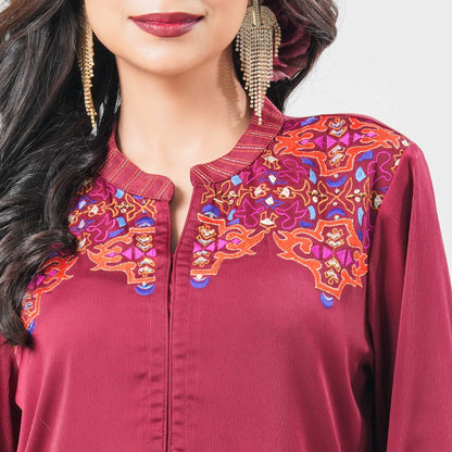 Women’s Crepe Silk Embroidered Two Piece Set