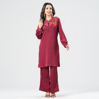 Women’s Crepe Silk Embroidered Two Piece Set