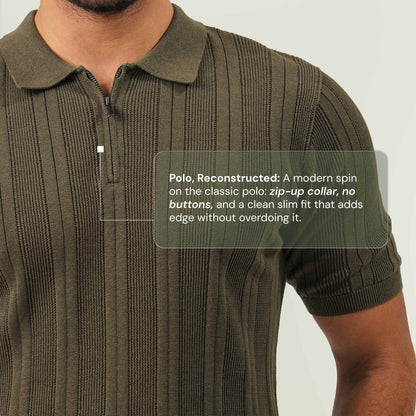 Mens Olive Knit Polo