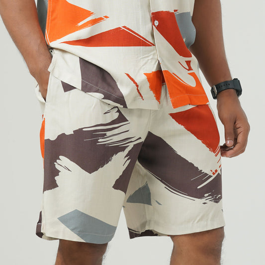 Mens Aop Beige Short Pant