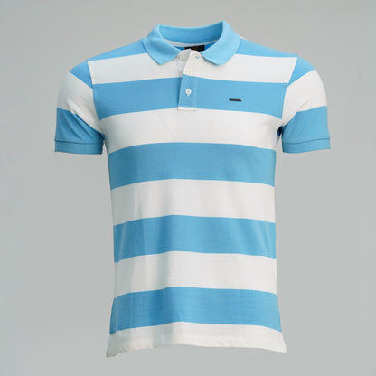 Mens White & Blue Polo