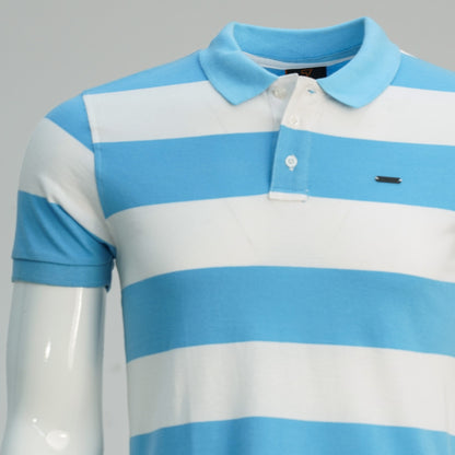 Mens White & Blue Polo