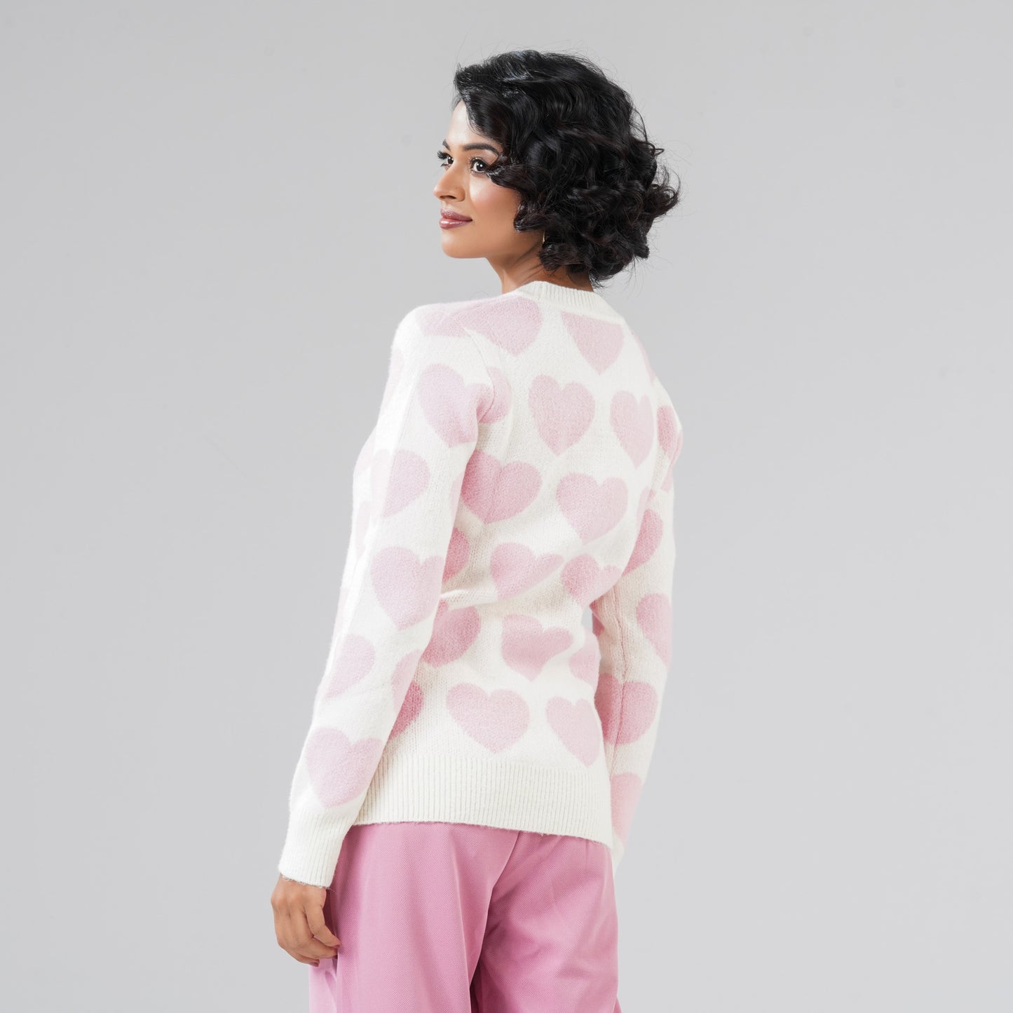 Womens White & Pink Pullover