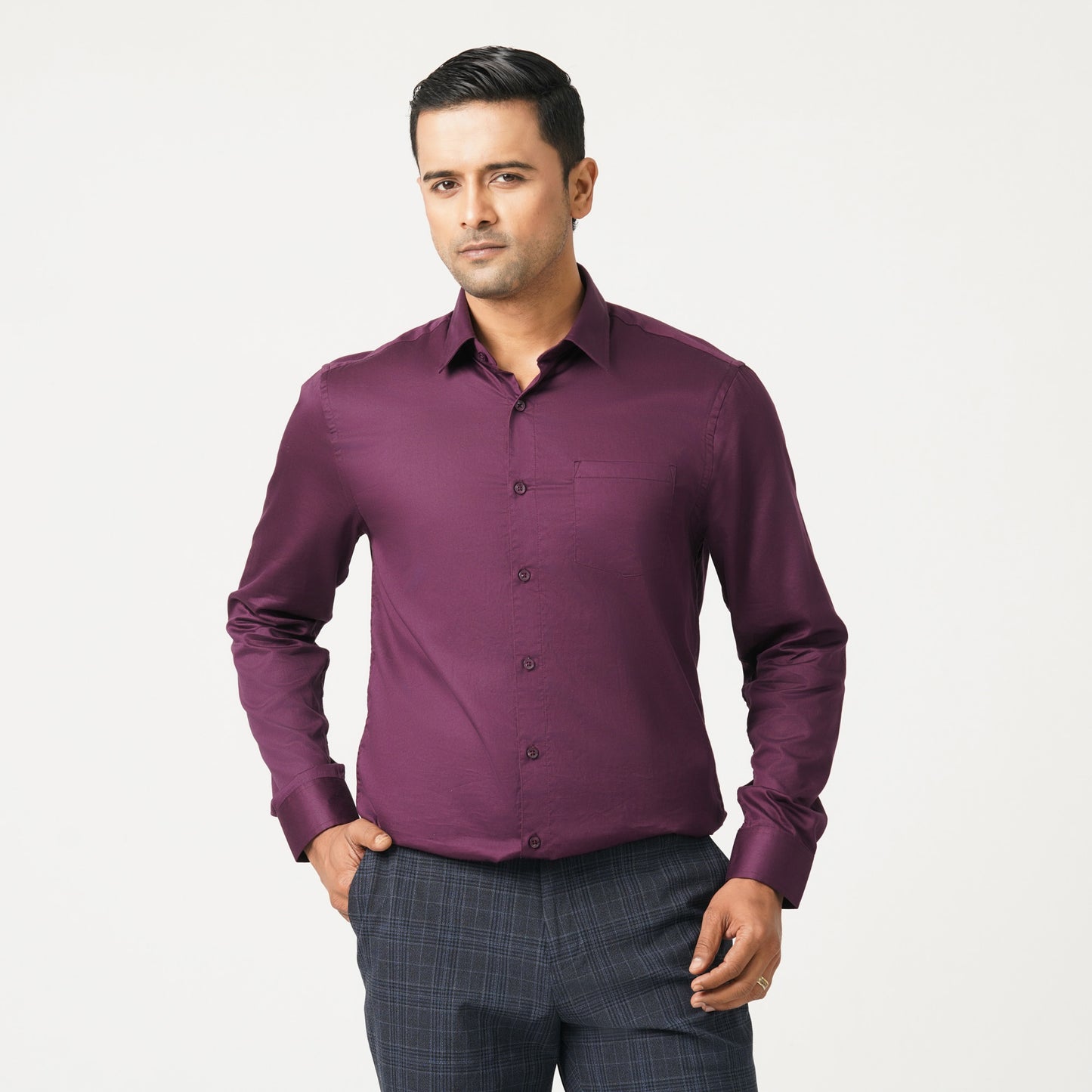 Men’s Purple Satin Lycra Shirt