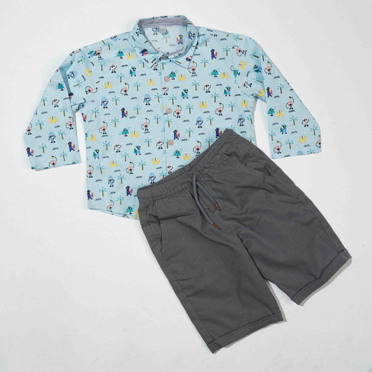 New Born Boys 2 Pcs-Sky Print