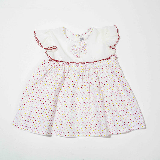 New Born Girls Frock-White
