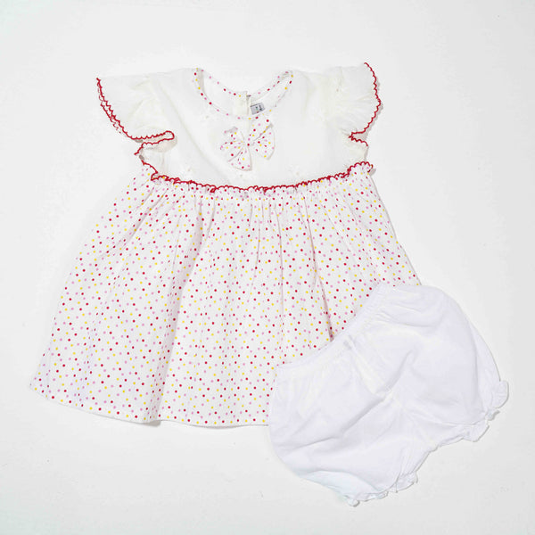 NEW BORN GIRLS FROCK-WHITE