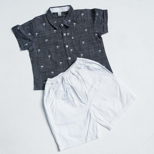 Newborn Boys White Print Set