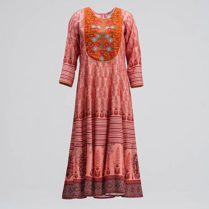 Women Peach Digital Print Gown