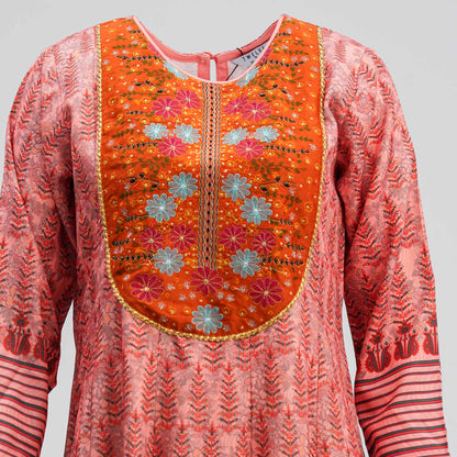 Women Peach Digital Print Gown