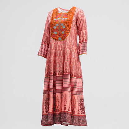 Women Peach Digital Print Gown