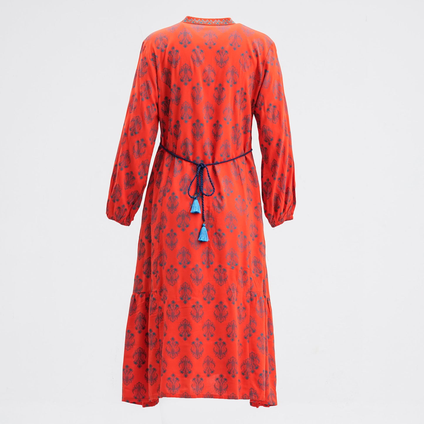 Women Orange Embroidered Kurti