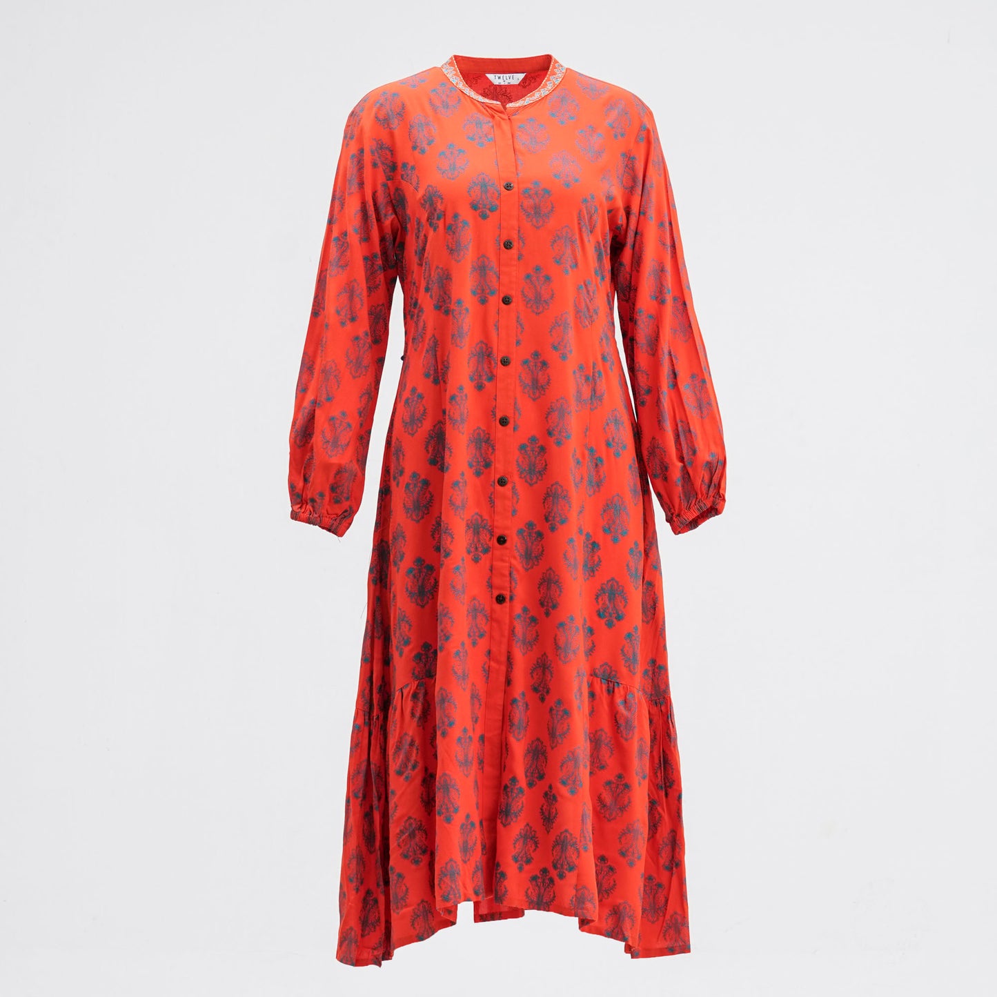 Women Orange Embroidered Kurti