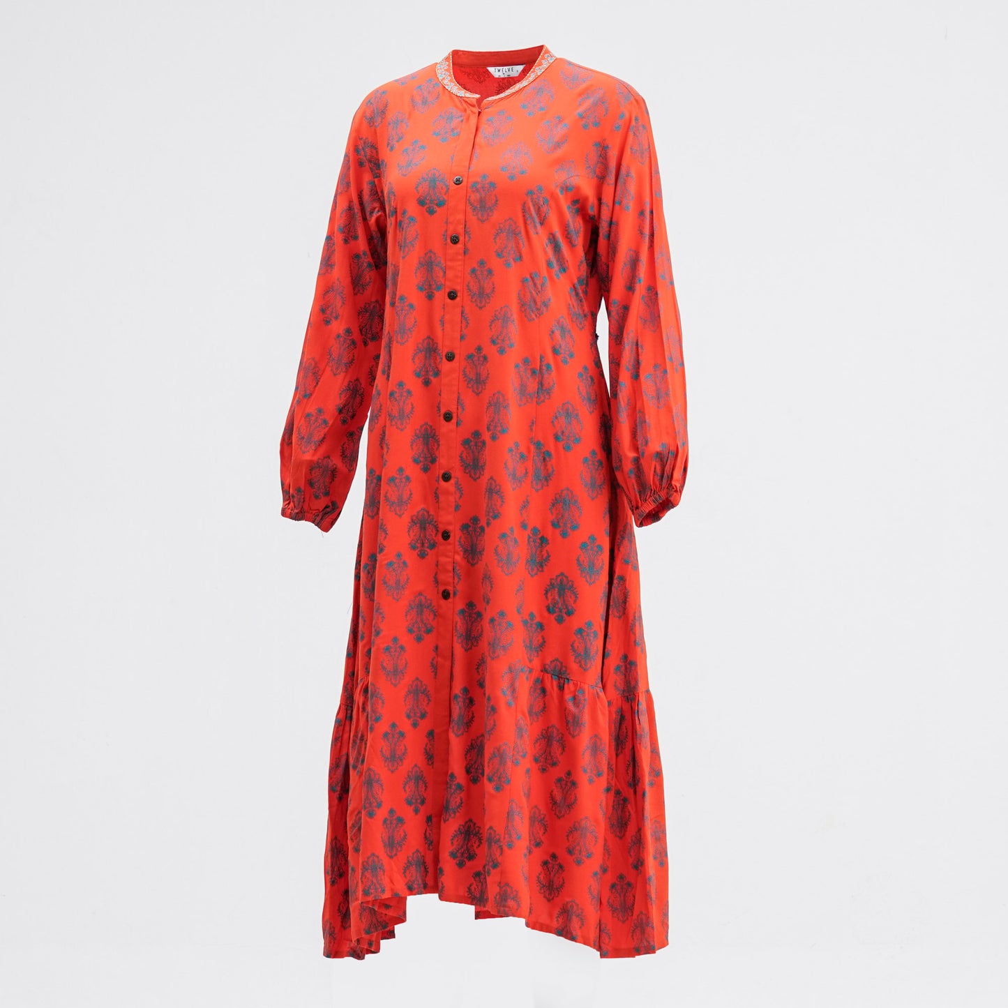 Women Orange Embroidered Kurti