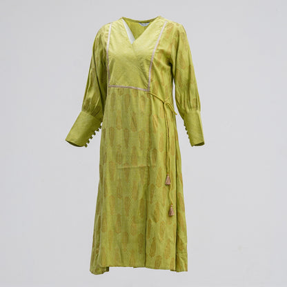 Women Neon Green Cotton Kurti
