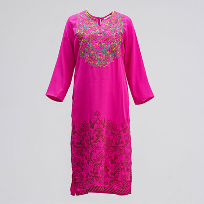 Women Pink Screen Print Kurti