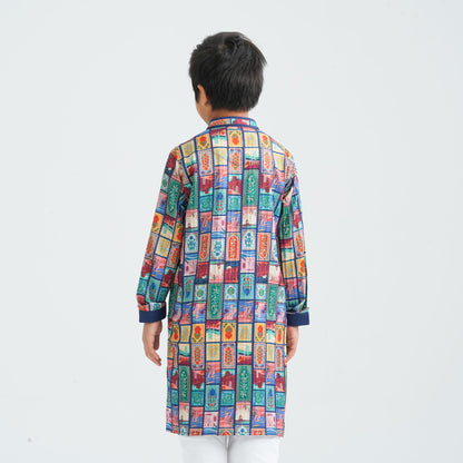 Boy's Multicolor Printed Panjabi