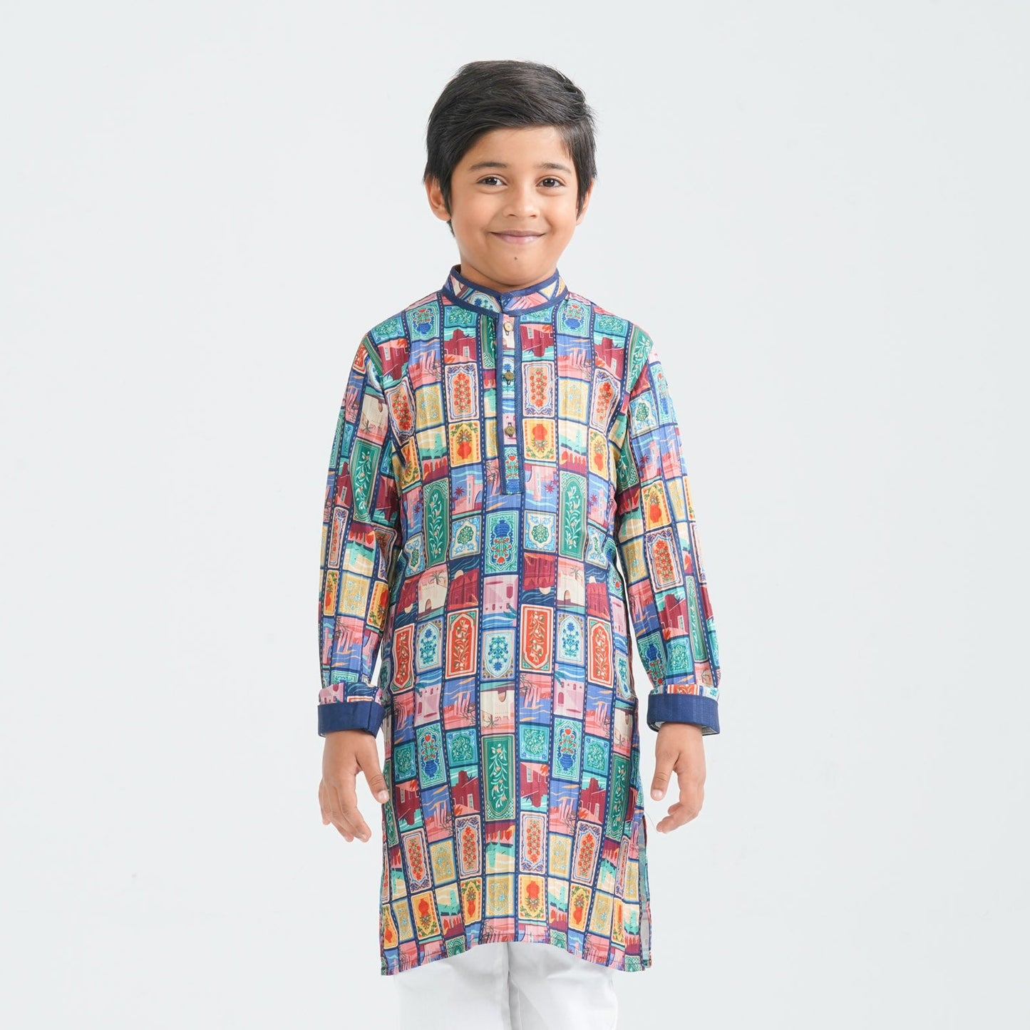 Boy's Multicolor Printed Panjabi