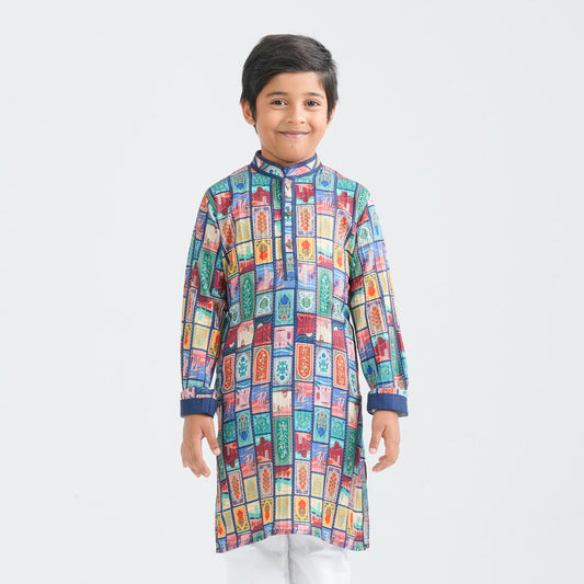 Boy's Multicolor Printed Panjabi