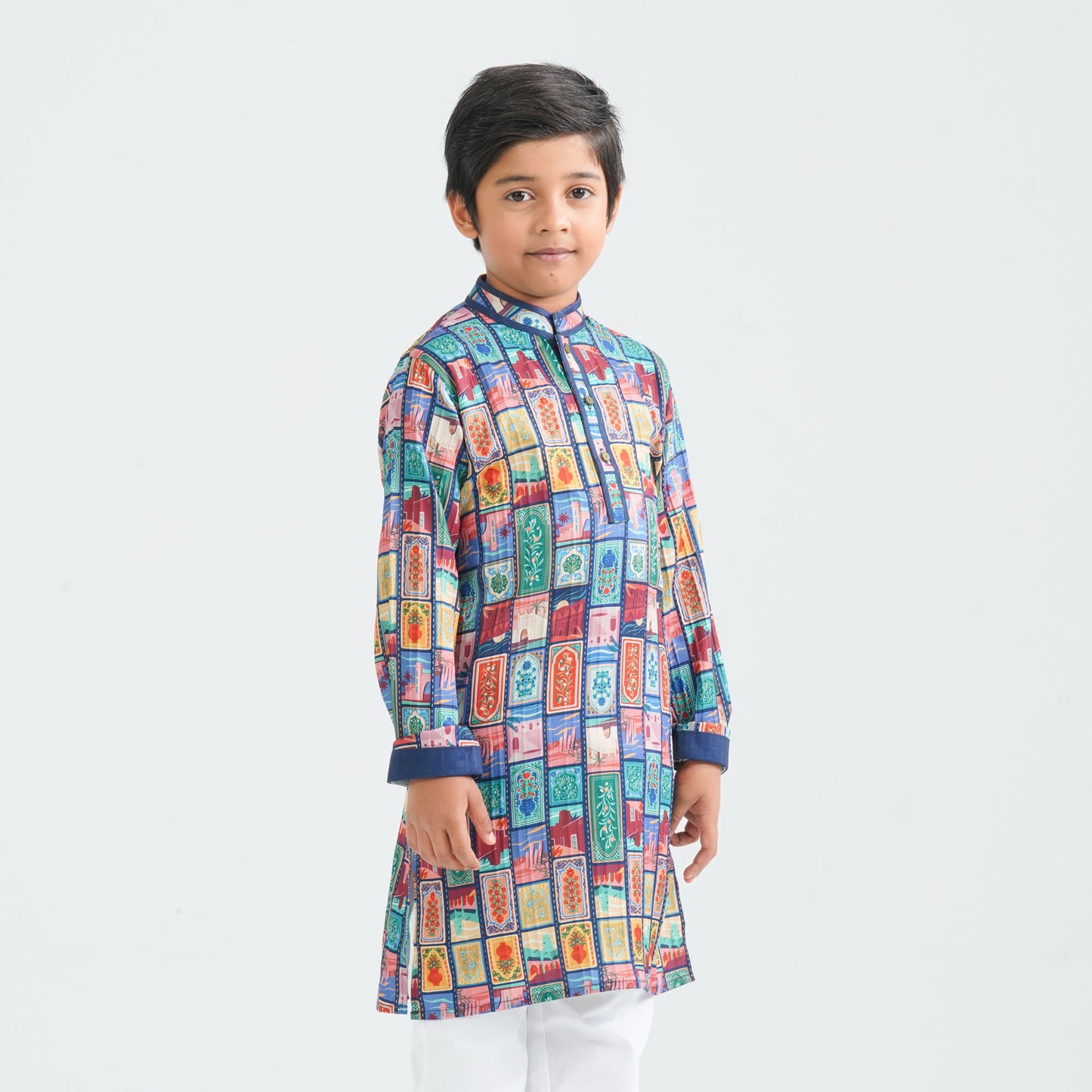 Boy's Multicolor Printed Panjabi