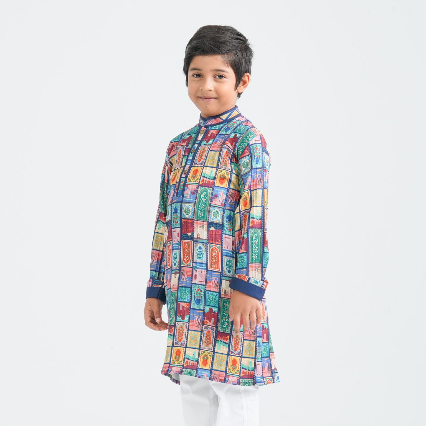 Boy's Multicolor Printed Panjabi