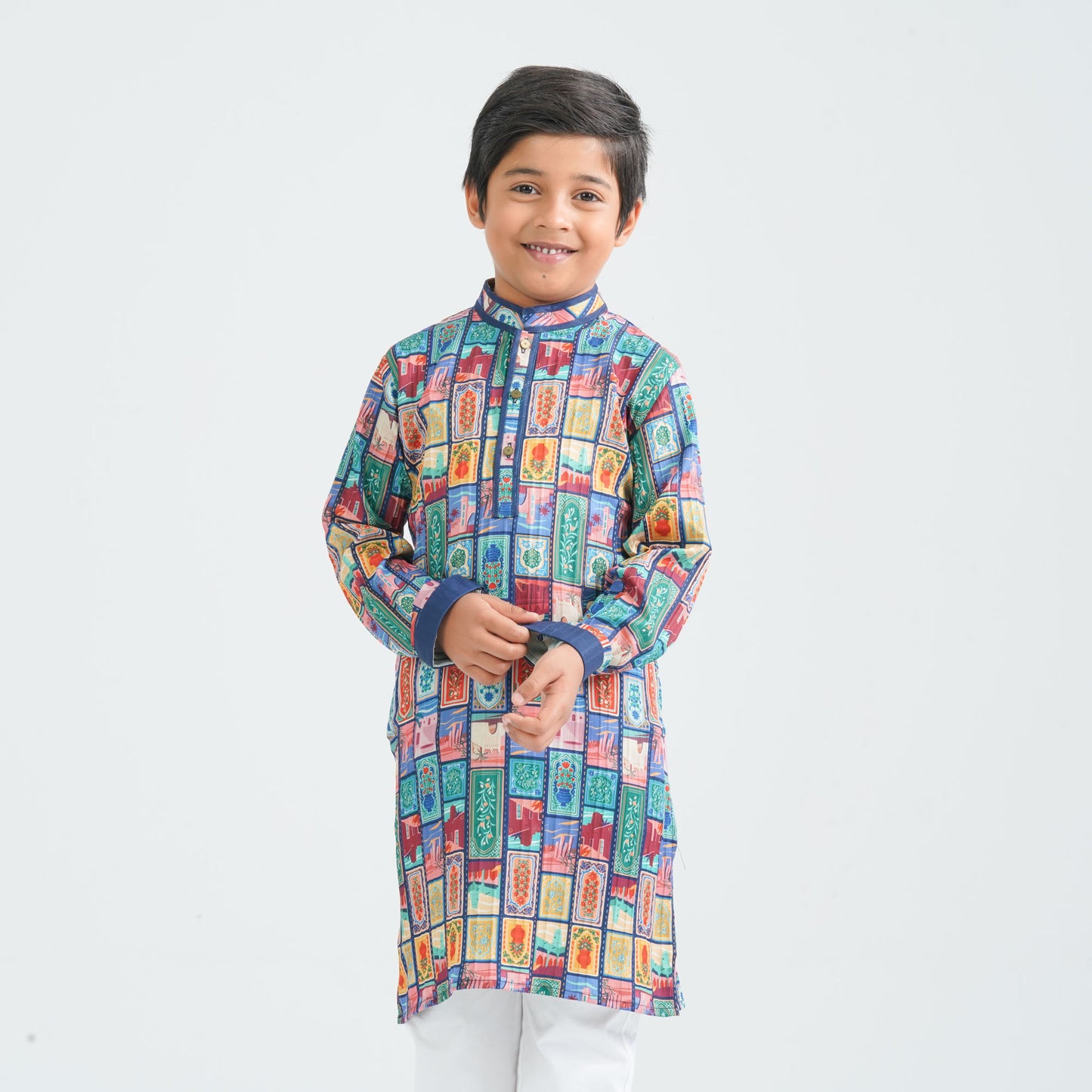 Boy's Multicolor Printed Panjabi