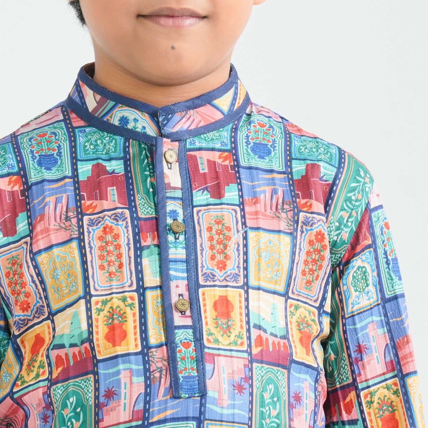 Boy's Multicolor Printed Panjabi