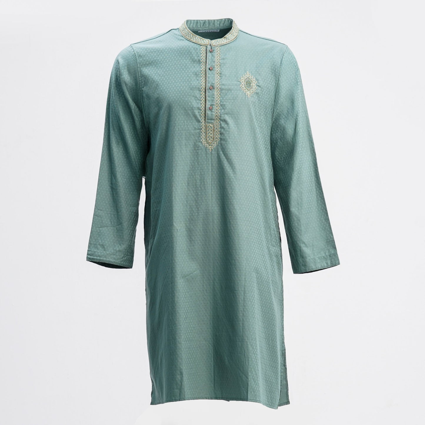 Men's Army Green Embroidered Panjabi