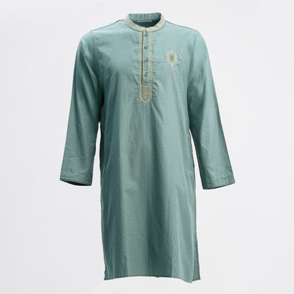 Men's Army Green Embroidered Panjabi